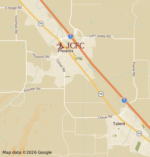 Map showing location of JCFC office, 120 West Second Street, Phoenix, Oregon