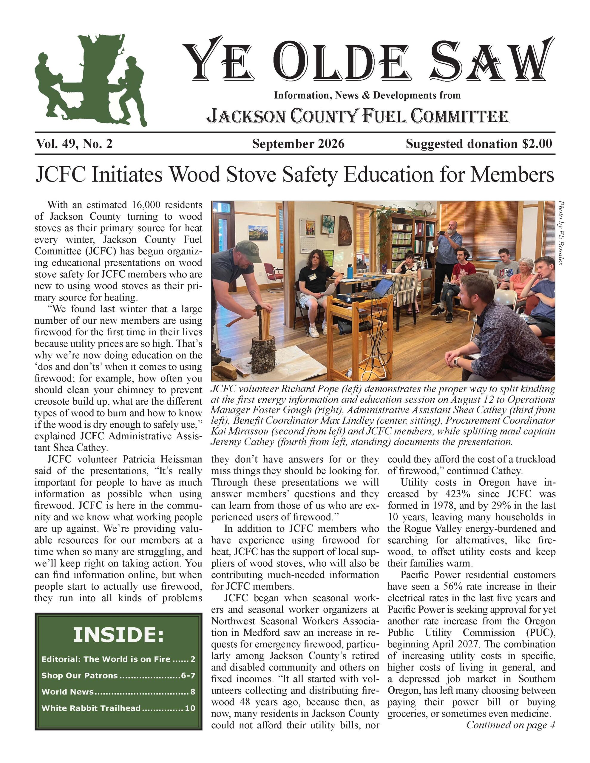Cover of Ye Olde Saw newsletter